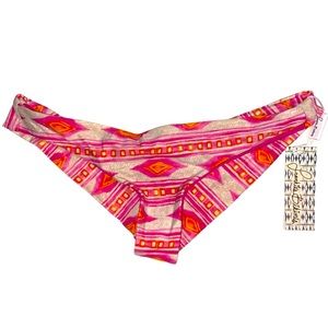 NWT FRANKIE’S BIKINIS Kaia Sherbert Pink Print Bikini Bottoms Size Extra Small